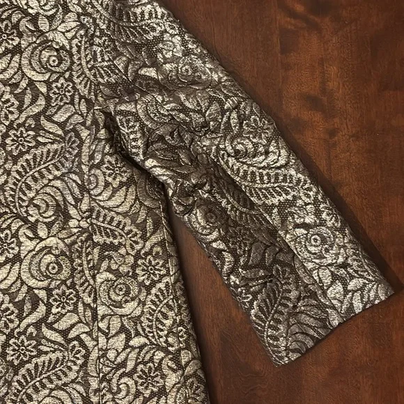 Banana Republic Womans Lightweight Jacket Blazer Brown Gold Sparkly 3/4 Sleeves - Picture 6 of 9